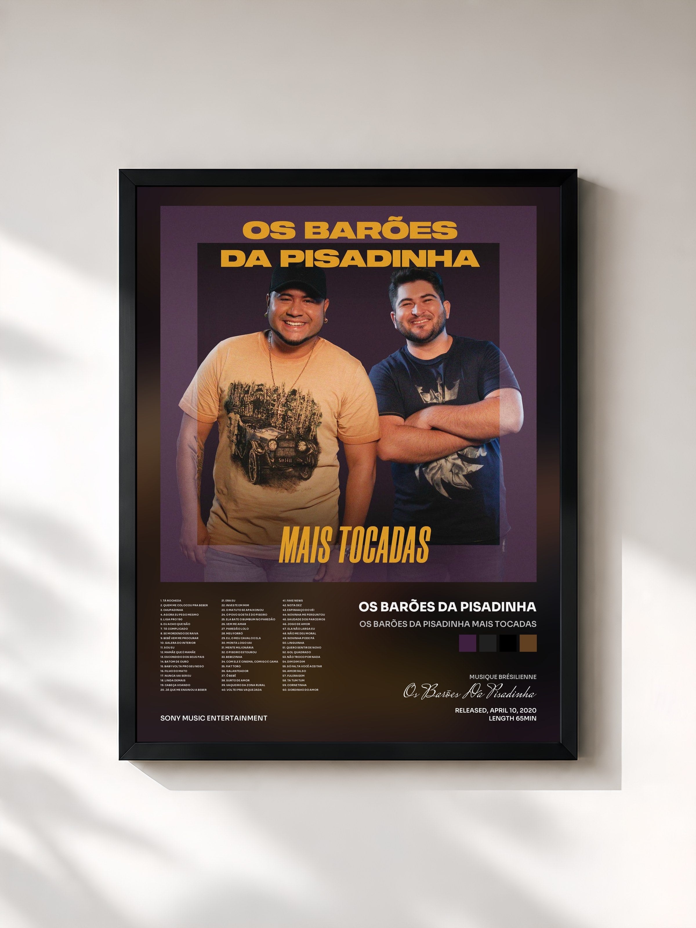 #noir Tableau de l'album Os Barões da Pisadinha Mais Tocadas de Os Barões Da Pisadinha, cadre noir, imprimé et encadré en France