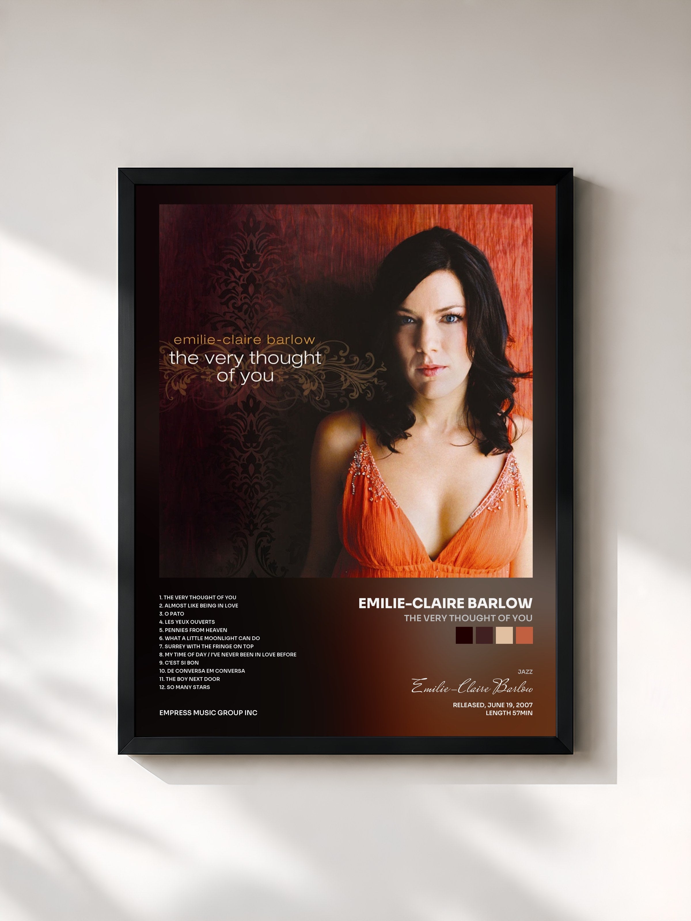 #noir Tableau de l'album The Very Thought of You de Emilie-Claire Barlow, cadre noir, imprimé et encadré en France
