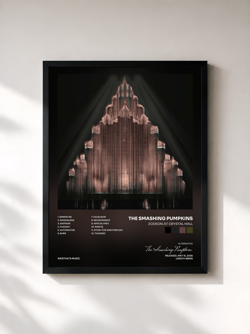 #noir Tableau de l'album Zodeon at Crystal Hall de The Smashing Pumpkins, cadre noir, imprimé et encadré en France