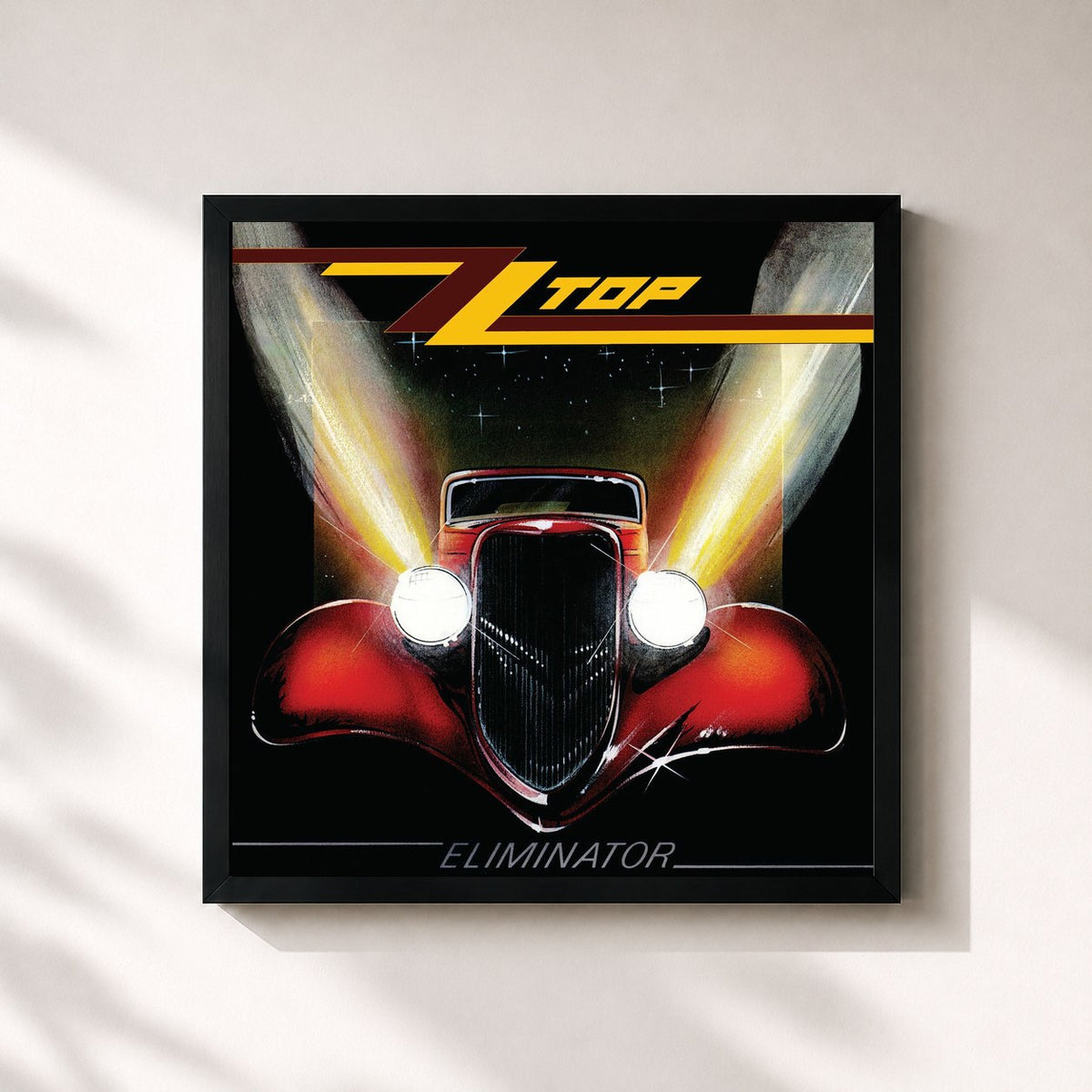 #noir Tableau carré de l'album Eliminator de ZZ Top, cadre noir 32x32 cm