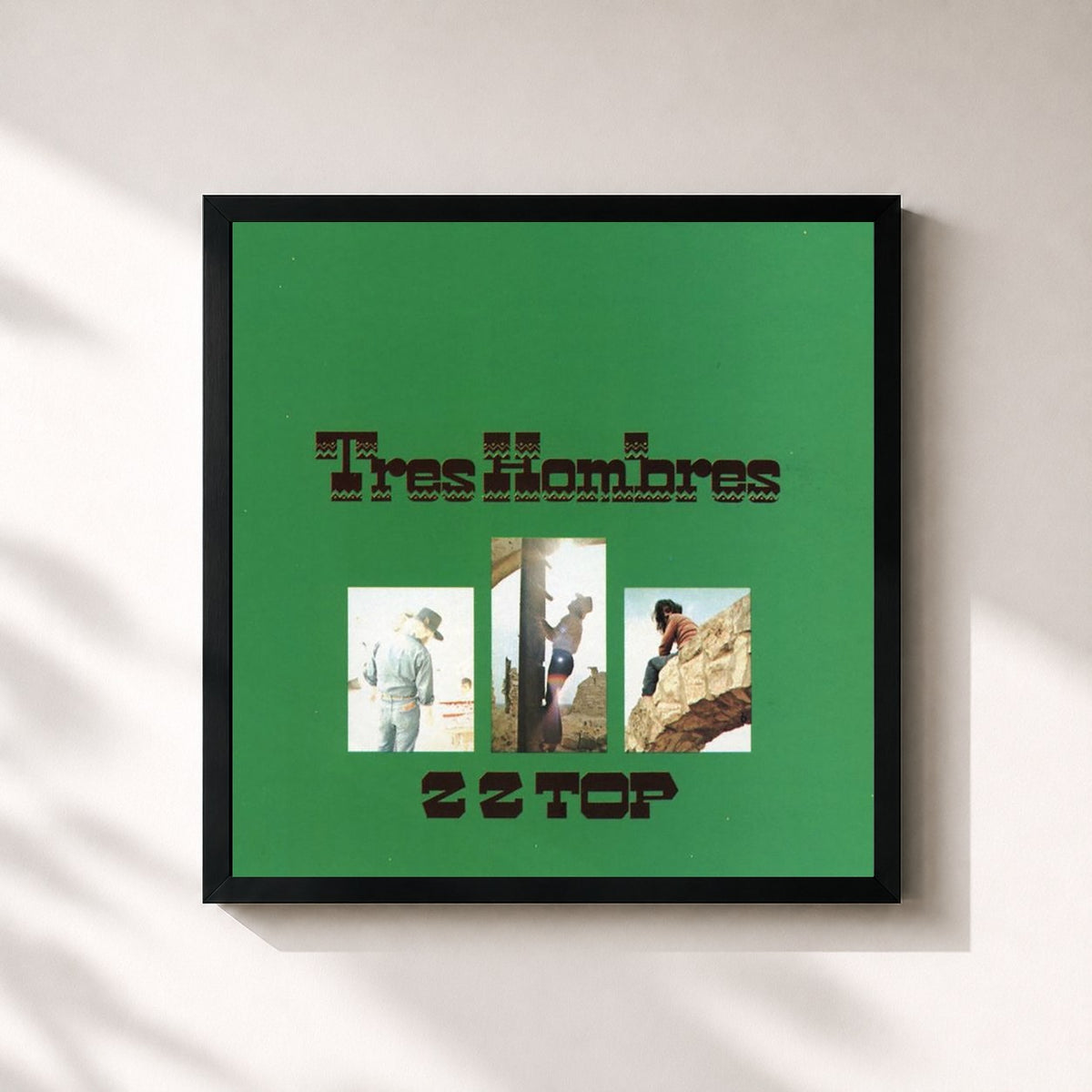 #noir Tableau carré de l'album Tres Hombres (Expanded / Remastered 2006) de ZZ Top, cadre noir 32x32 cm