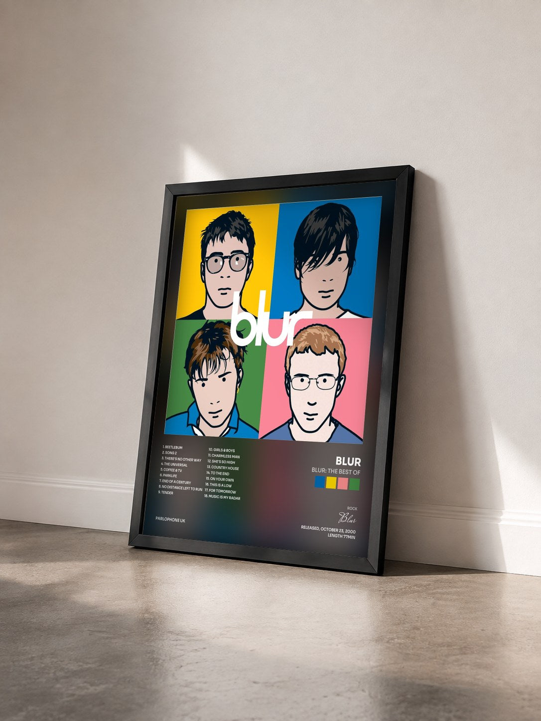 #noir Tableau de l'album Blur: The Best Of de Blur vu de trois quarts, cadre noir