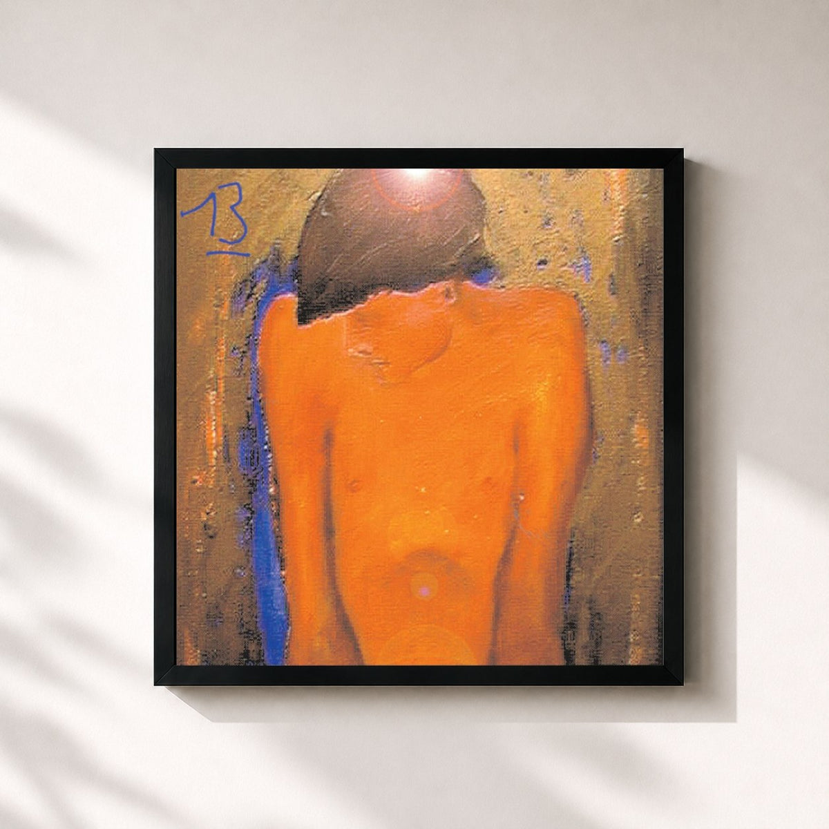 #noir Tableau carré de l'album 13 de Blur, cadre noir 32x32 cm