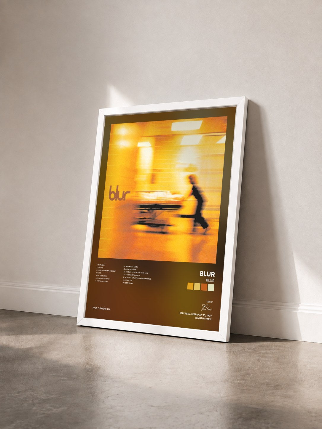 #blanc Tableau de l'album Blur de Blur vu de trois quarts, cadre blanc