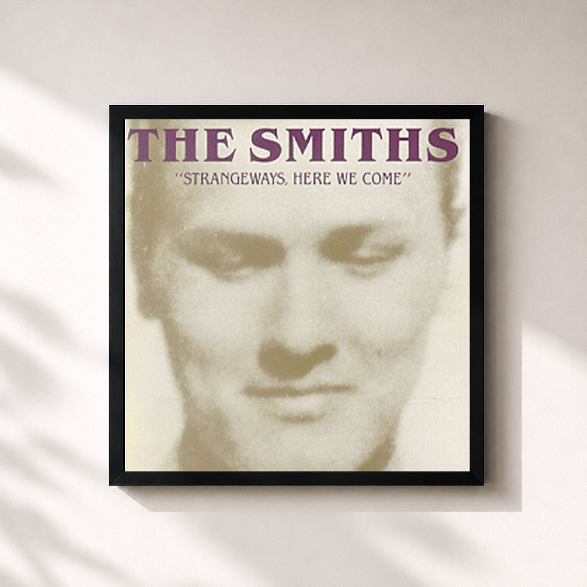 #noir Strangeways, Here We Come von The Smiths als quadratischer Kunstdruck, schwarzer Rahmen 32x32 cm