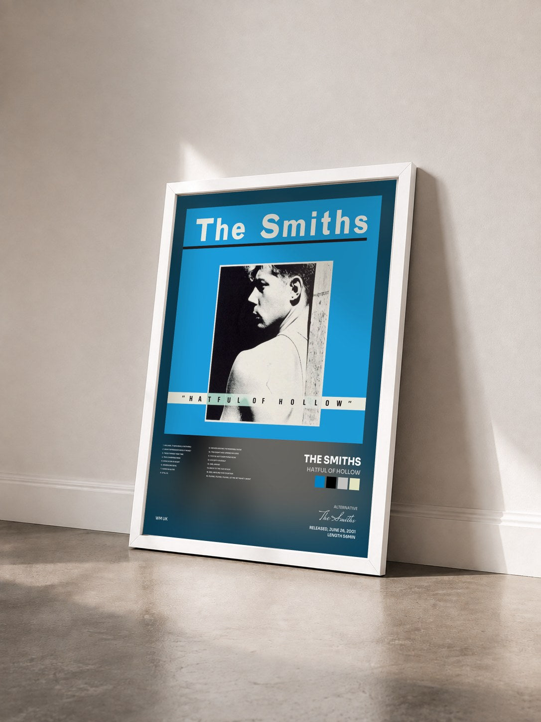 #blanc Hatful of Hollow von The Smiths als gerahmter Kunstdruck von schräg gesehen, weißer Rahmen