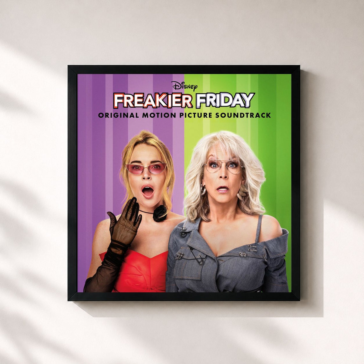 #noir Tableau carré de l'album Freakier Friday (Original Motion Picture Soundtrack) de Disney, cadre noir 32x32 cm