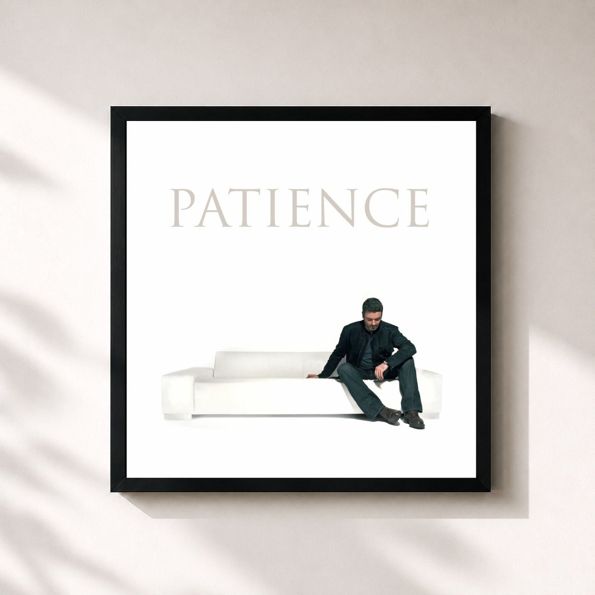 #noir Tableau carré de l'album Patience de George Michael, cadre noir 32x32 cm