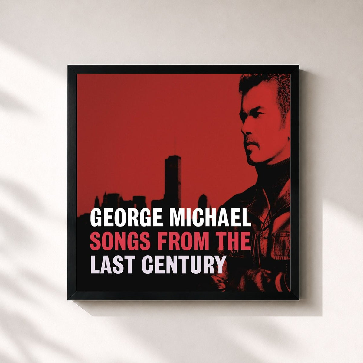 #noir Tableau carré de l'album Songs From The Last Century de George Michael, cadre noir 32x32 cm