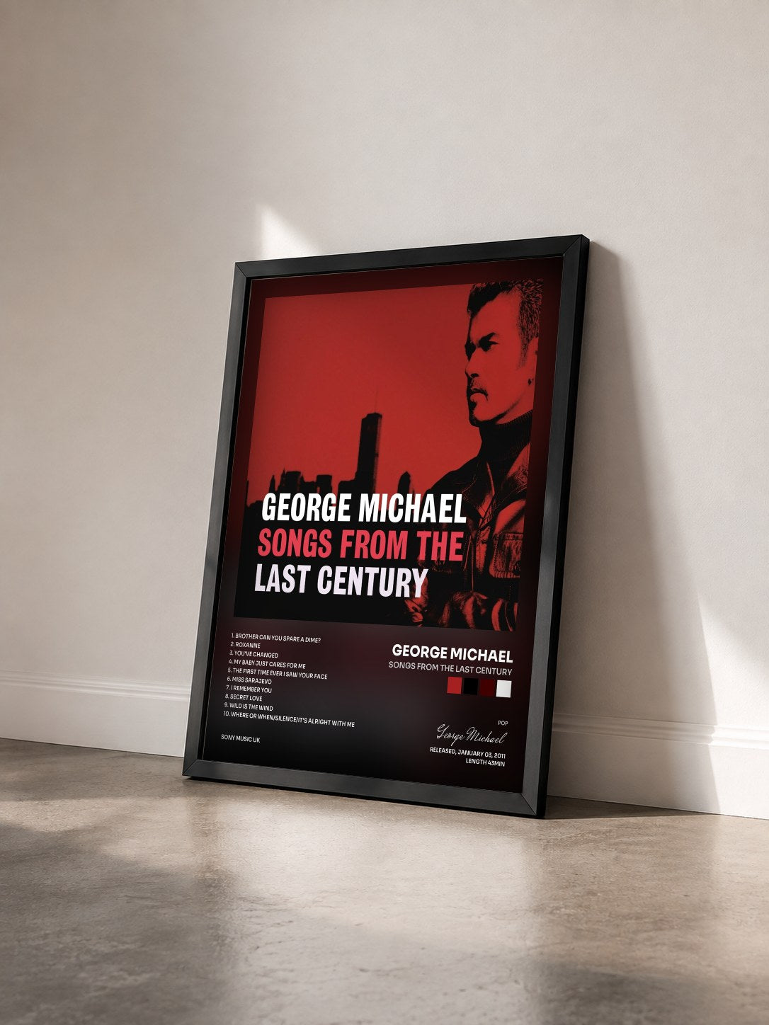 #noir Tableau de l'album Songs From The Last Century de George Michael vu de trois quarts, cadre noir