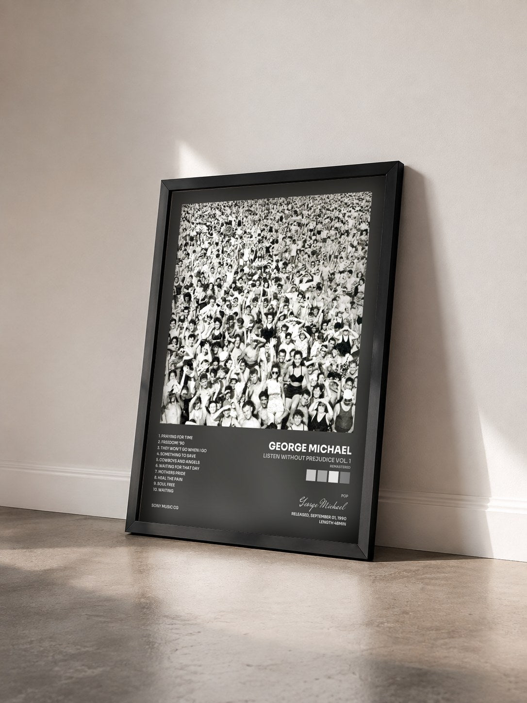#noir Tableau de l'album Listen Without Prejudice Vol. 1 (Remastered) de George Michael vu de trois quarts, cadre noir