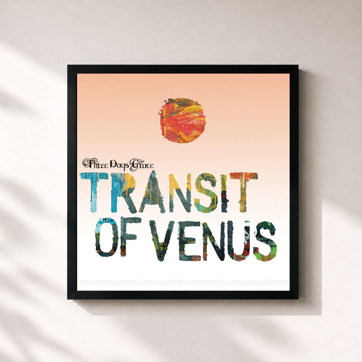 #noir Tableau carré de l'album Transit Of Venus de Three Days Grace, cadre noir 32x32 cm
