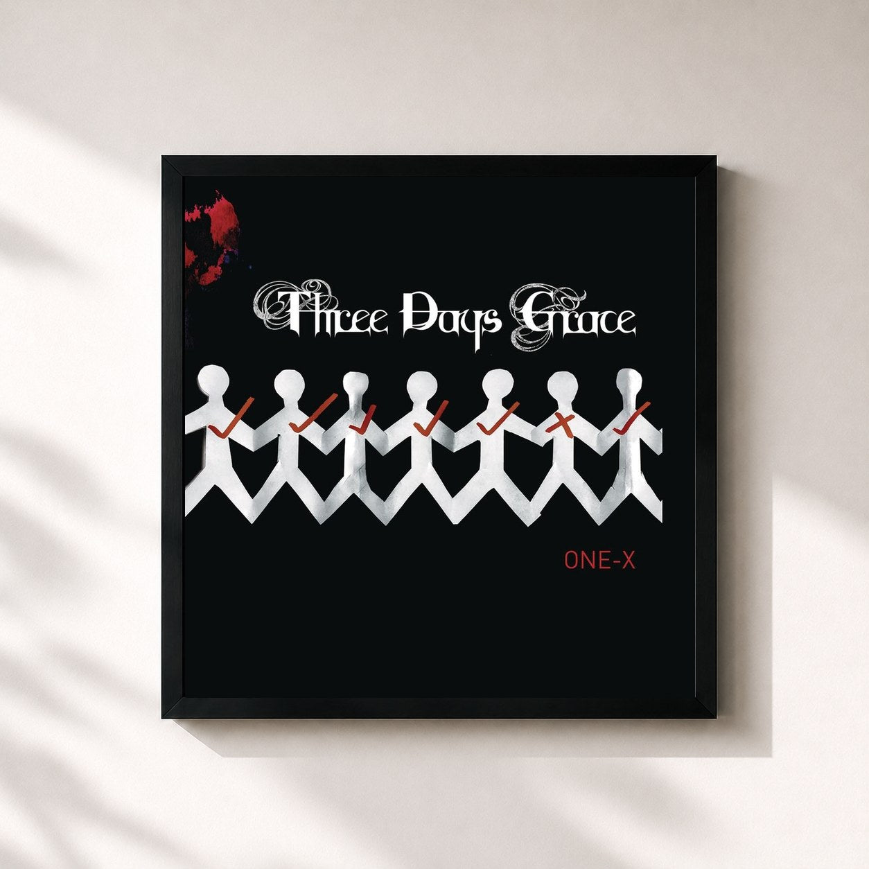 #noir One-X by Three Days Grace as a square framed art print, black 32x32 cm frame