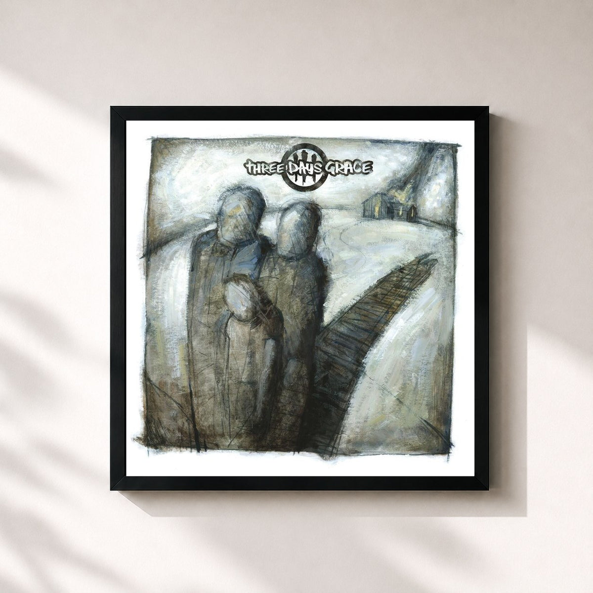 #noir Tableau carré de l'album Three Days Grace de Three Days Grace, cadre noir 32x32 cm