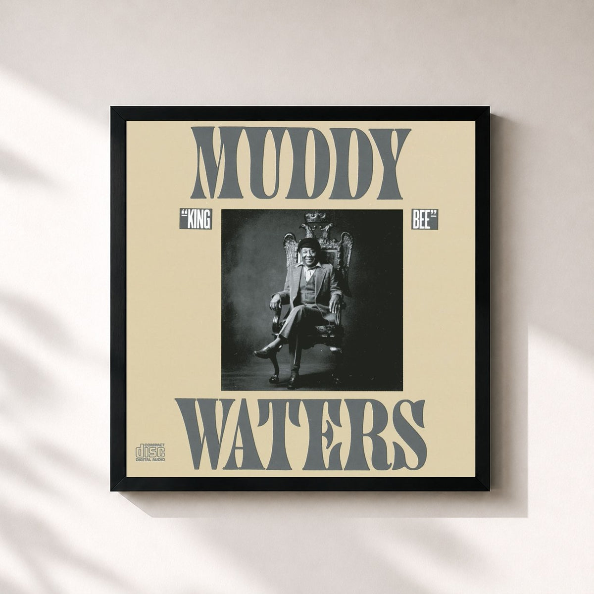 #noir King Bee di Muddy Waters in stampa quadrata incorniciata, cornice nera 32x32 cm