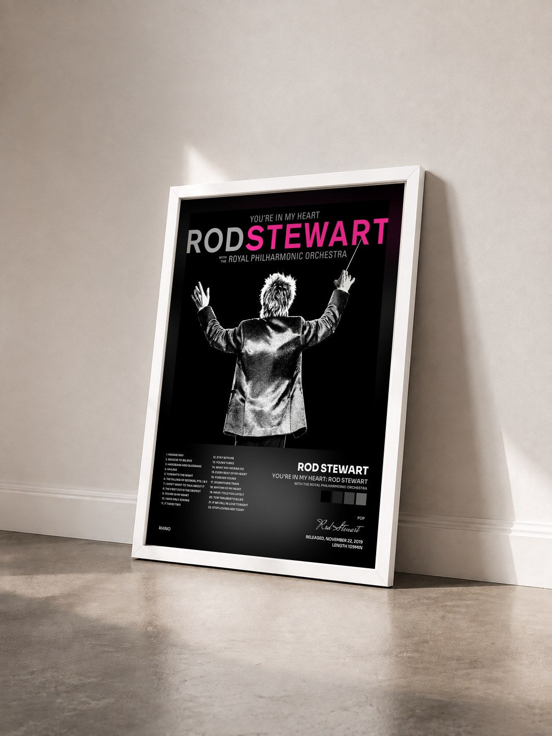 #blanc You're In My Heart: Rod Stewart (with The Royal Philharmonic Orchestra) de Rod Stewart en lámina enmarcada vista de tres cuartos, marco blanco