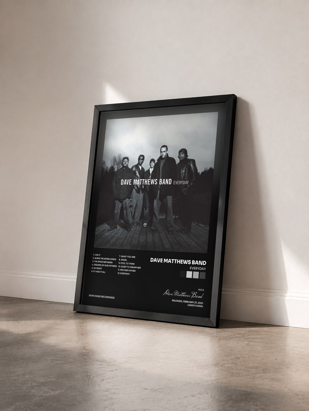 #noir Tableau de l'album Everyday de Dave Matthews Band vu de trois quarts, cadre noir