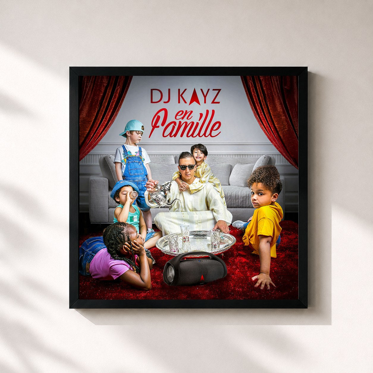 #noir En famille by Dj Kayz as a square framed art print, black 32x32 cm frame