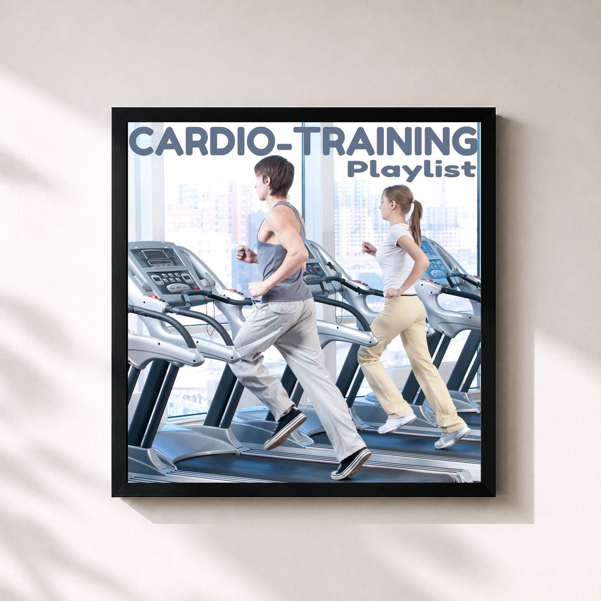 #noir The Cardio-Training Playlist di Pat Benesta in stampa quadrata incorniciata, cornice nera 32x32 cm