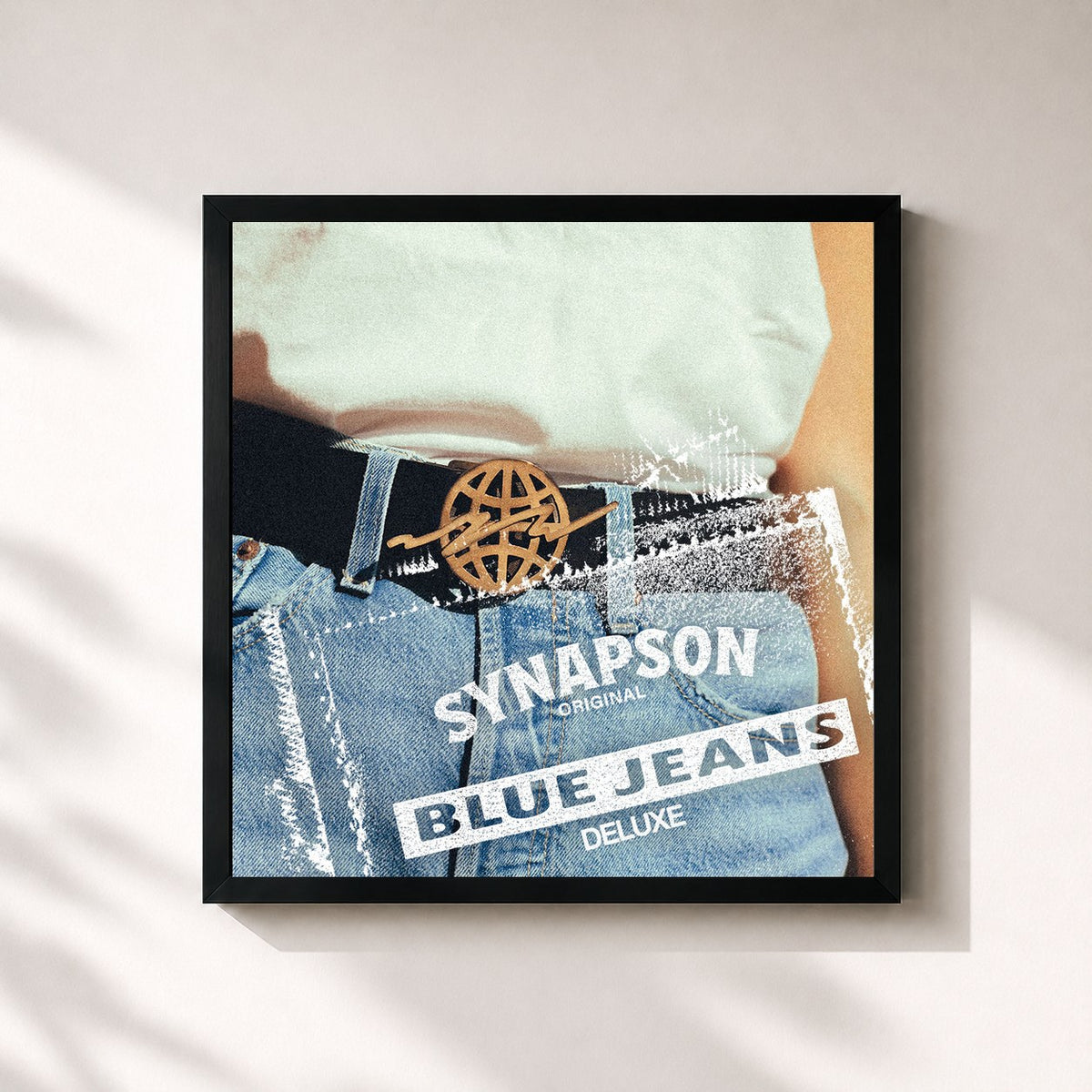 #noir Blue Jeans (Deluxe) by Synapson as a square framed art print, black 32x32 cm frame