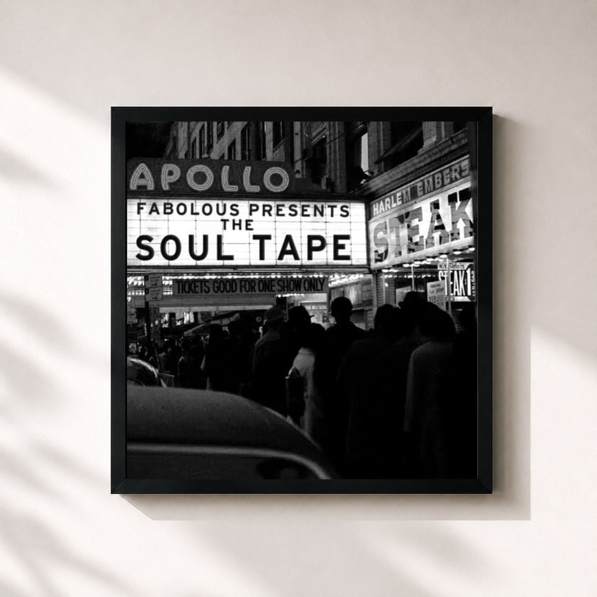 #noir Tableau carré de l'album The Soul Tape de Fabolous, cadre noir 32x32 cm