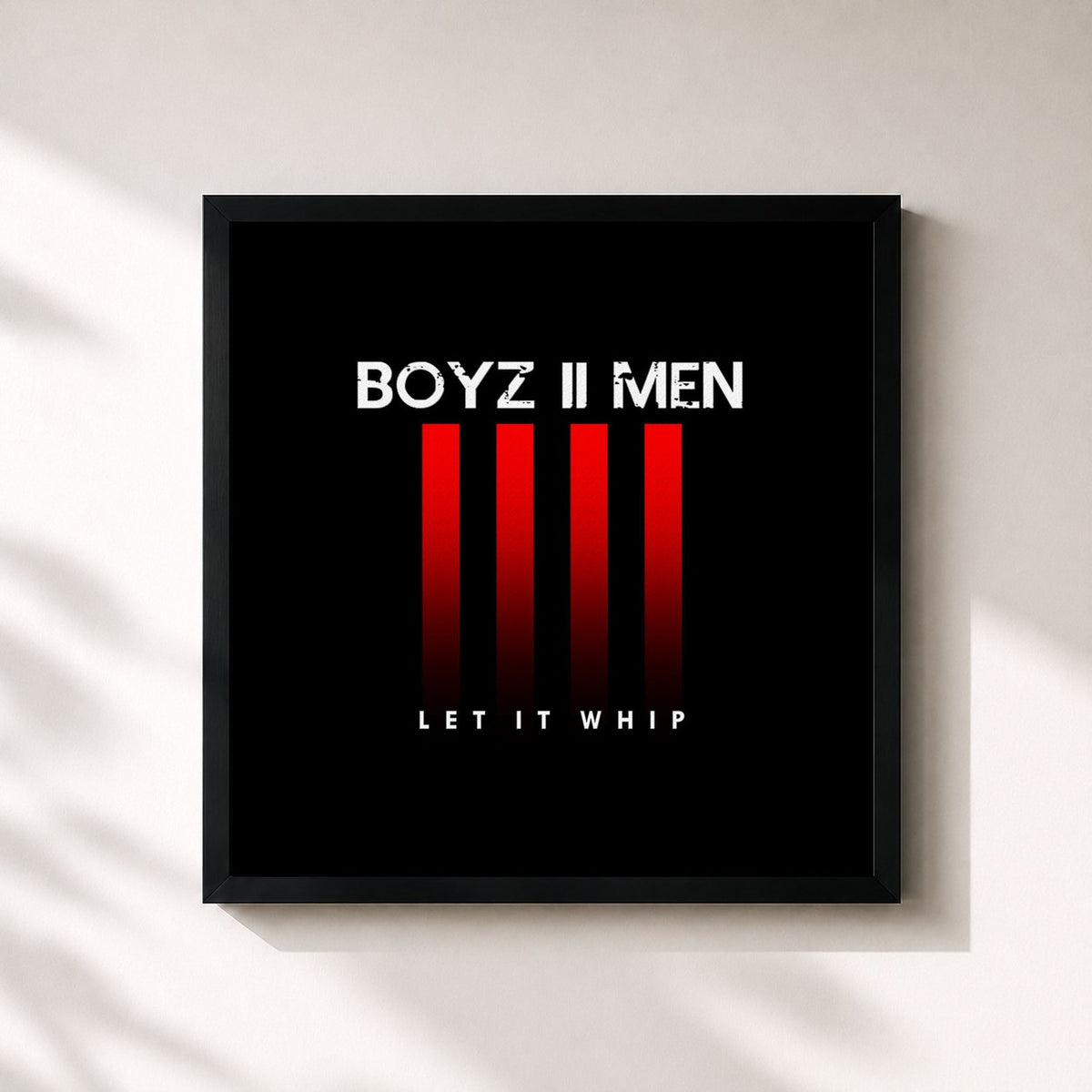 #noir Tableau carré de l'album Let It Whip de Boyz II Men, cadre noir 32x32 cm