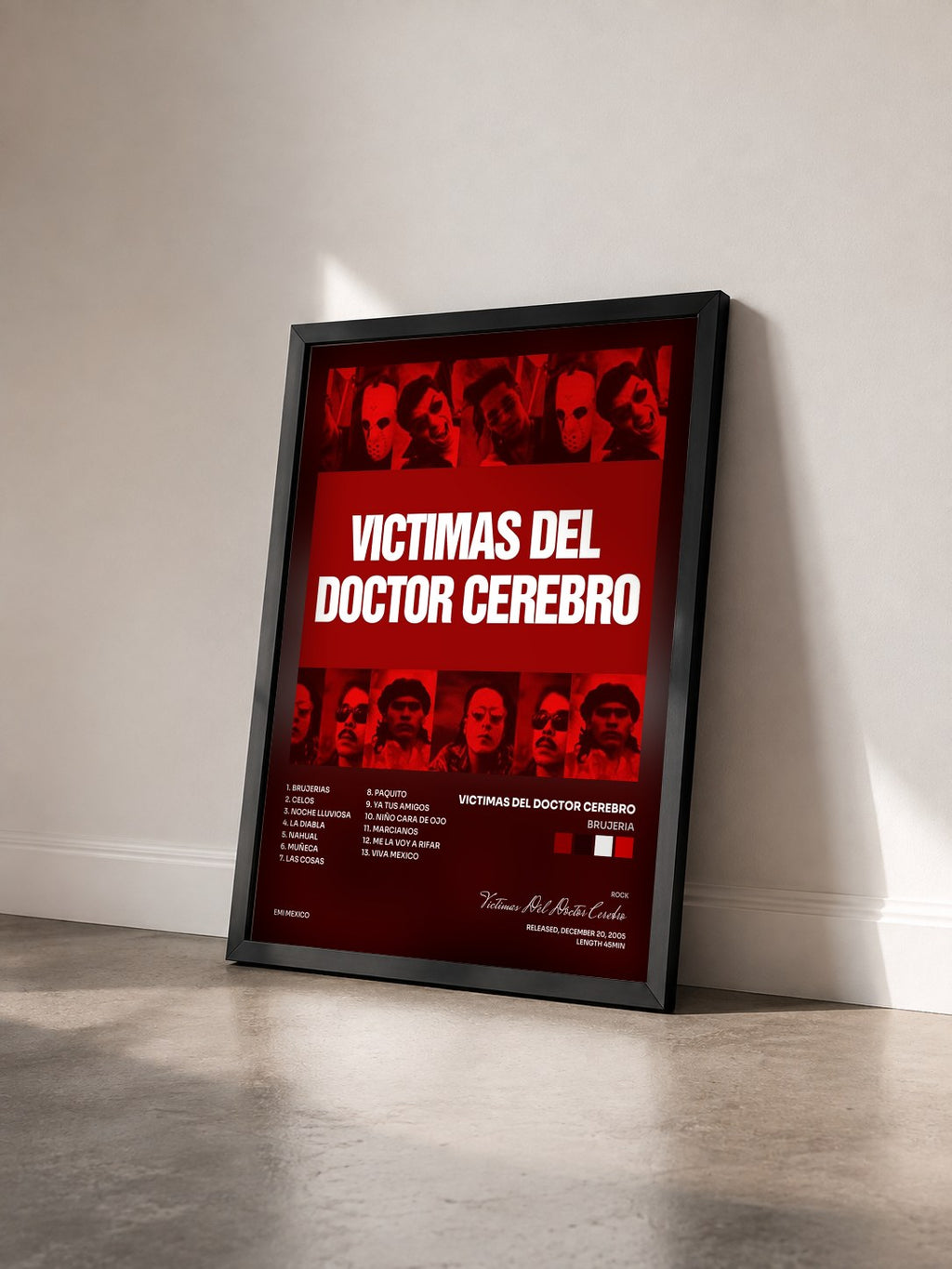 #noir Tableau de l'album Brujeria de Victimas Del Doctor Cerebro vu de trois quarts, cadre noir