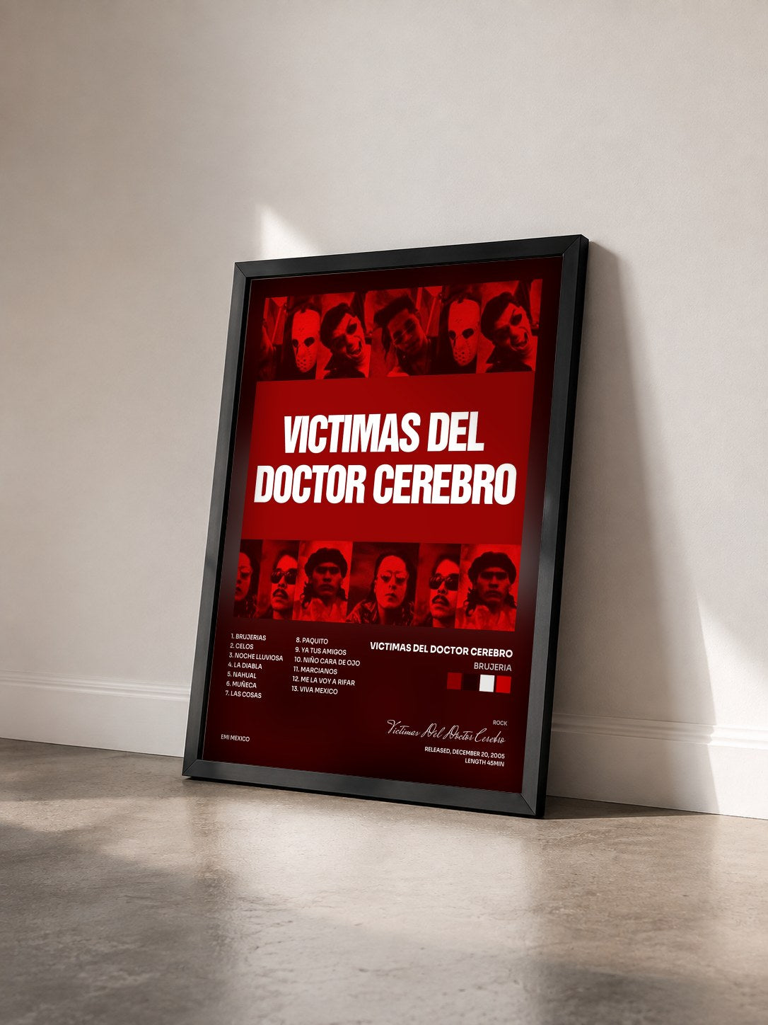 #noir Tableau de l'album Brujeria de Victimas Del Doctor Cerebro vu de trois quarts, cadre noir