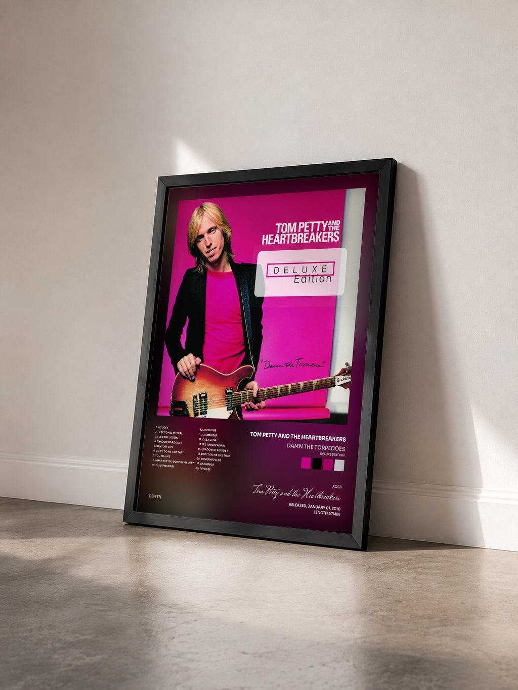 #noir Tableau de l'album Damn The Torpedoes (Deluxe Edition) de Tom Petty and the Heartbreakers vu de trois quarts, cadre noir
