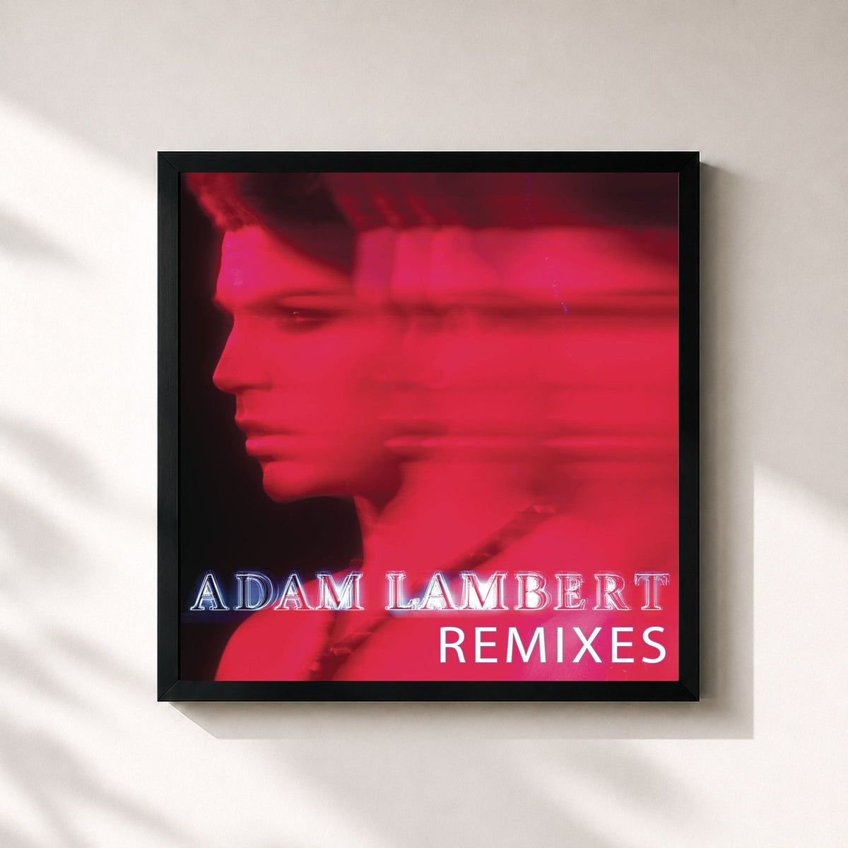#noir Tableau carré de l'album Remixes de Adam Lambert, cadre noir 32x32 cm