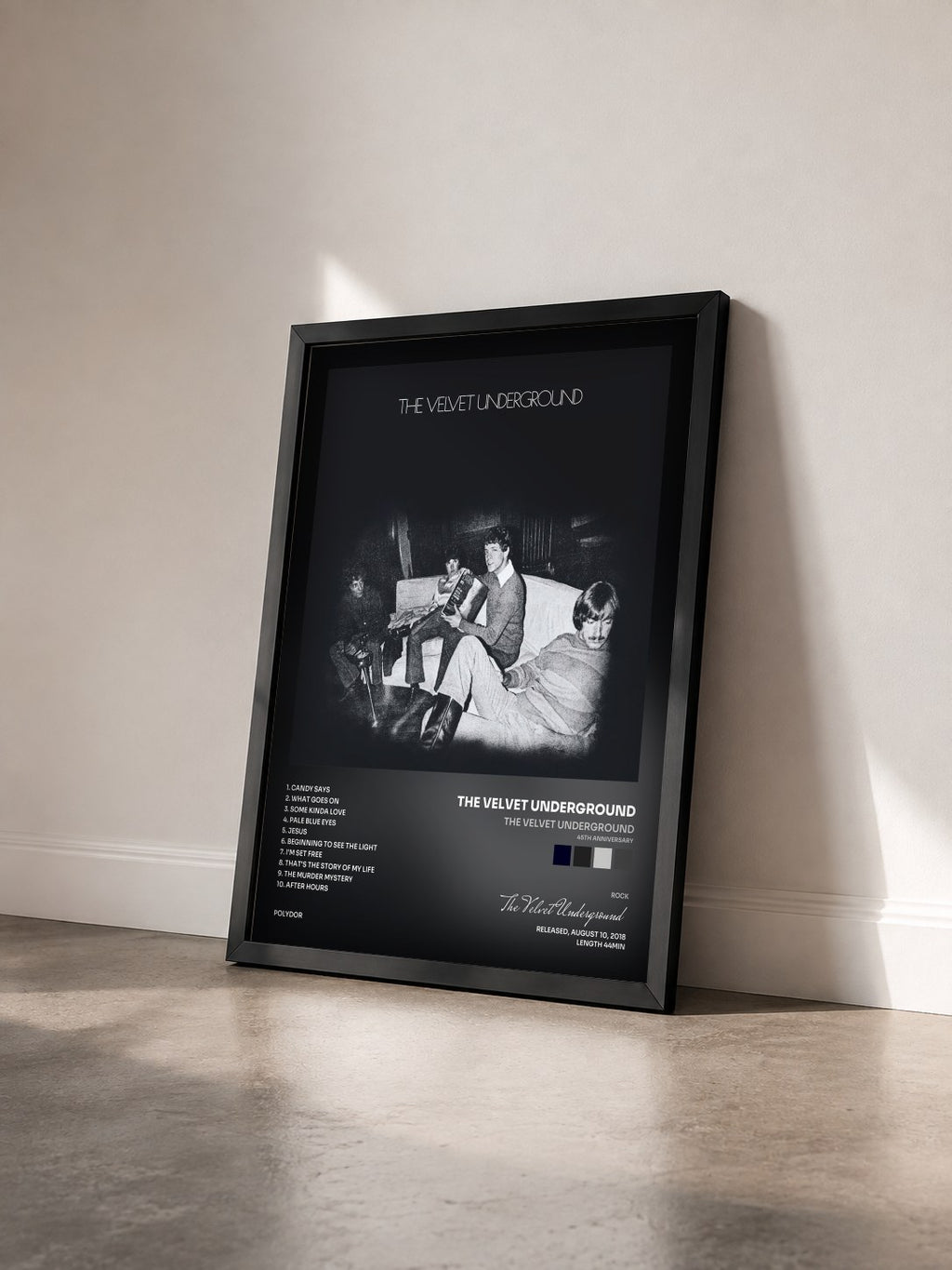 #noir The Velvet Underground (45th Anniversary) de The Velvet Underground en lámina enmarcada vista de tres cuartos, marco negro