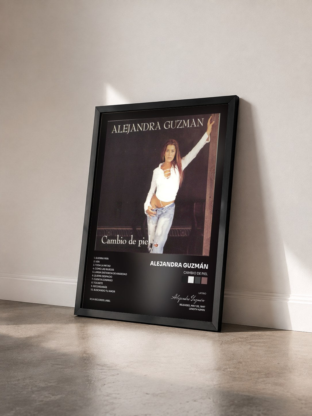 #noir Tableau de l'album Cambio De Piel de Alejandra Guzmán vu de trois quarts, cadre noir