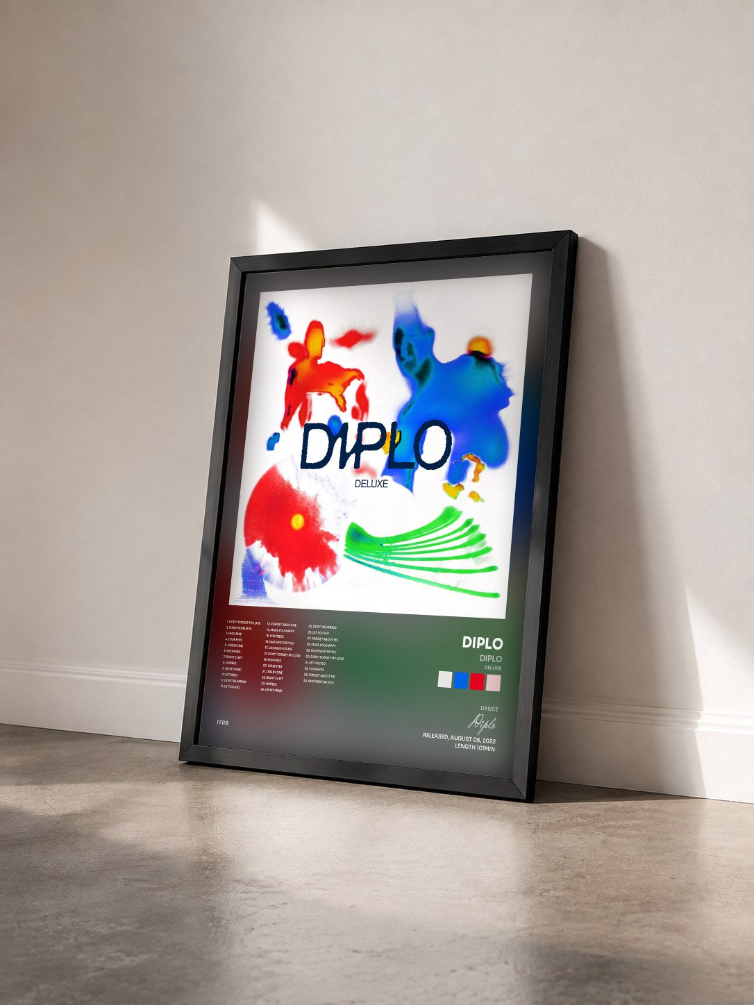 #noir Tableau de l'album Diplo (Deluxe) de Diplo vu de trois quarts, cadre noir