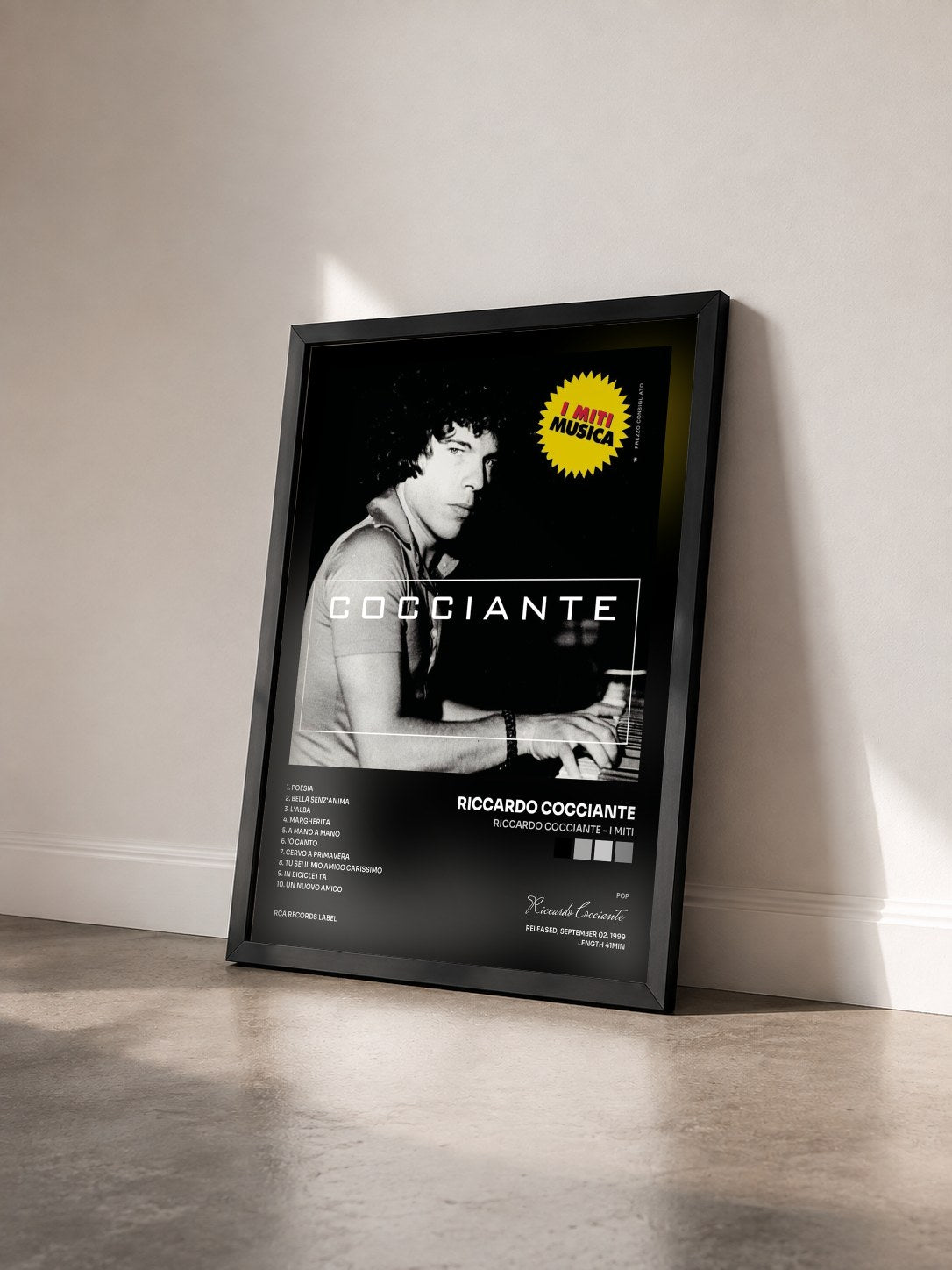 #noir Tableau de l'album Riccardo Cocciante - I Miti de Riccardo Cocciante vu de trois quarts, cadre noir