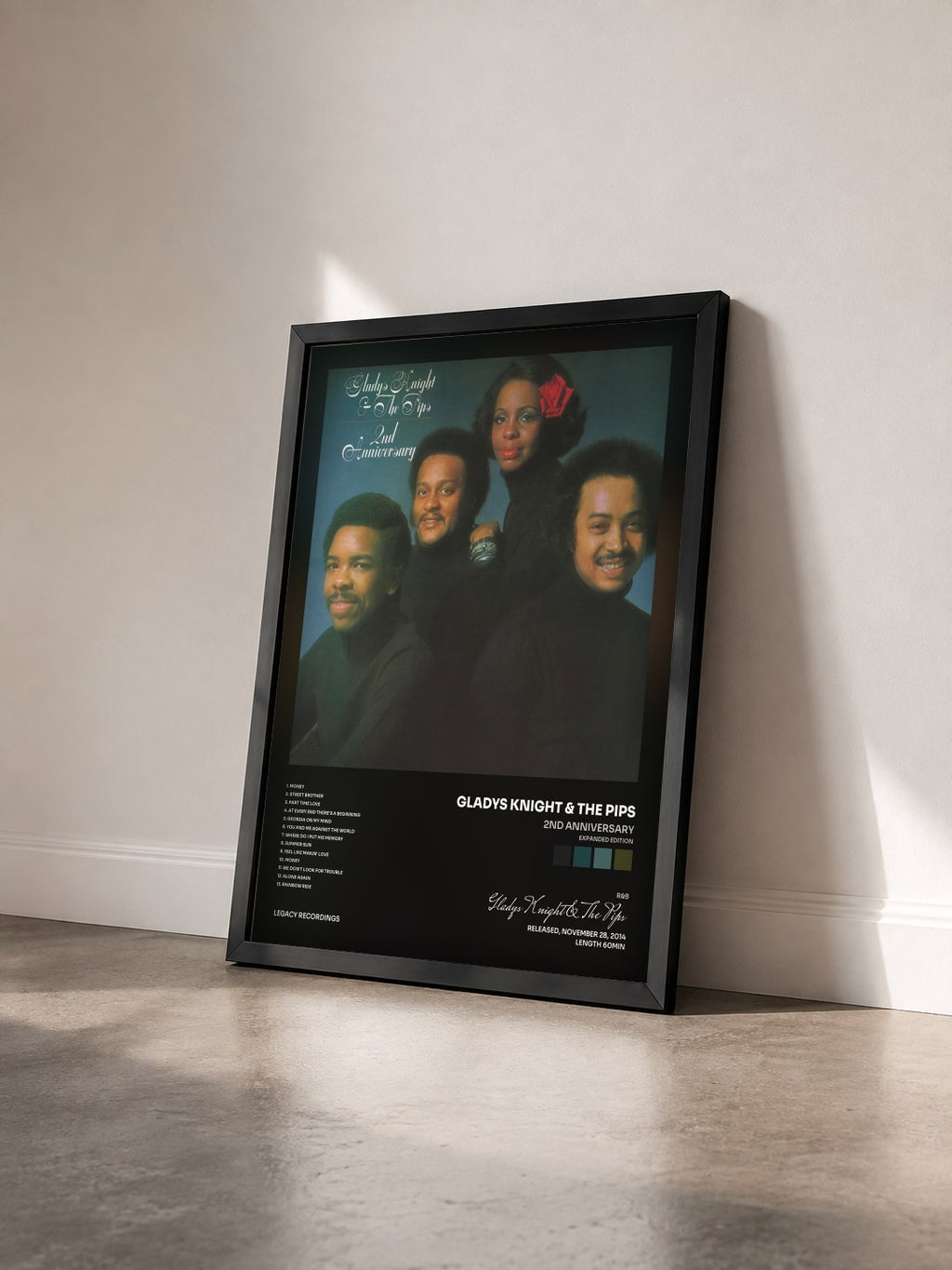 #noir Tableau de l'album 2nd Anniversary (Expanded Edition) de Gladys Knight & The Pips vu de trois quarts, cadre noir