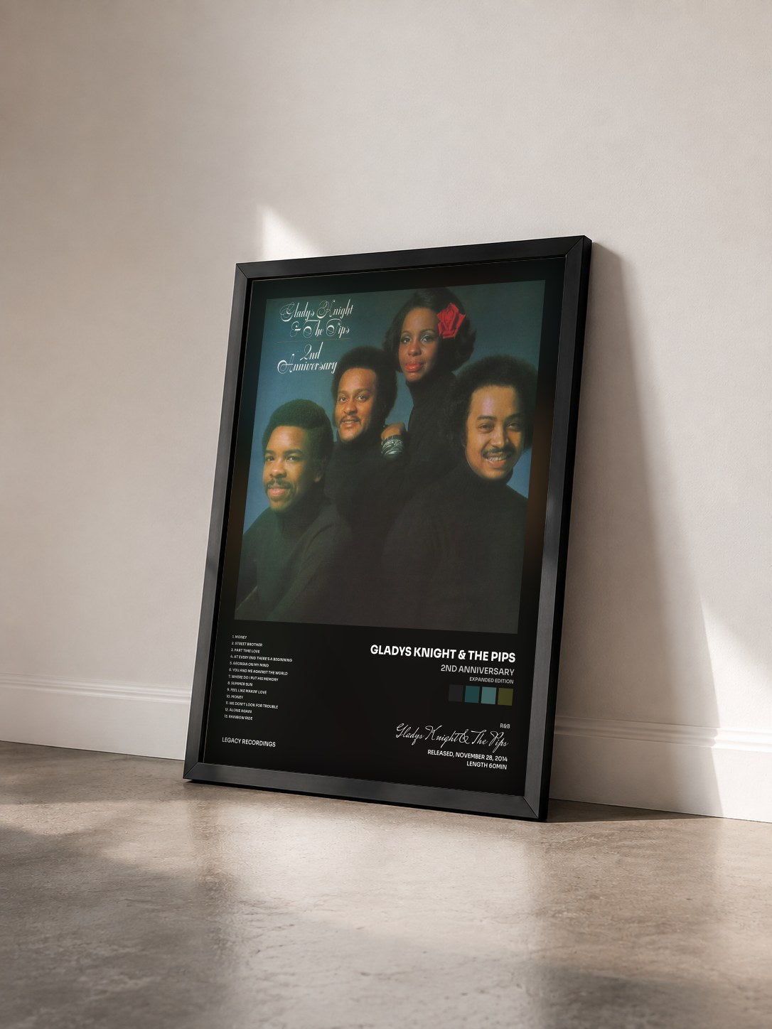 #noir Tableau de l'album 2nd Anniversary (Expanded Edition) de Gladys Knight & The Pips vu de trois quarts, cadre noir
