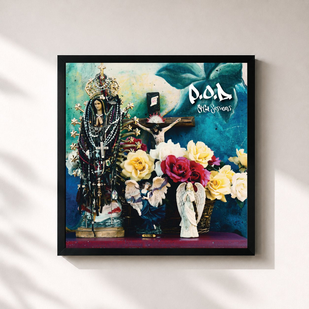 #noir Tableau carré de l'album SoCal Sessions de P.O.D, cadre noir 32x32 cm