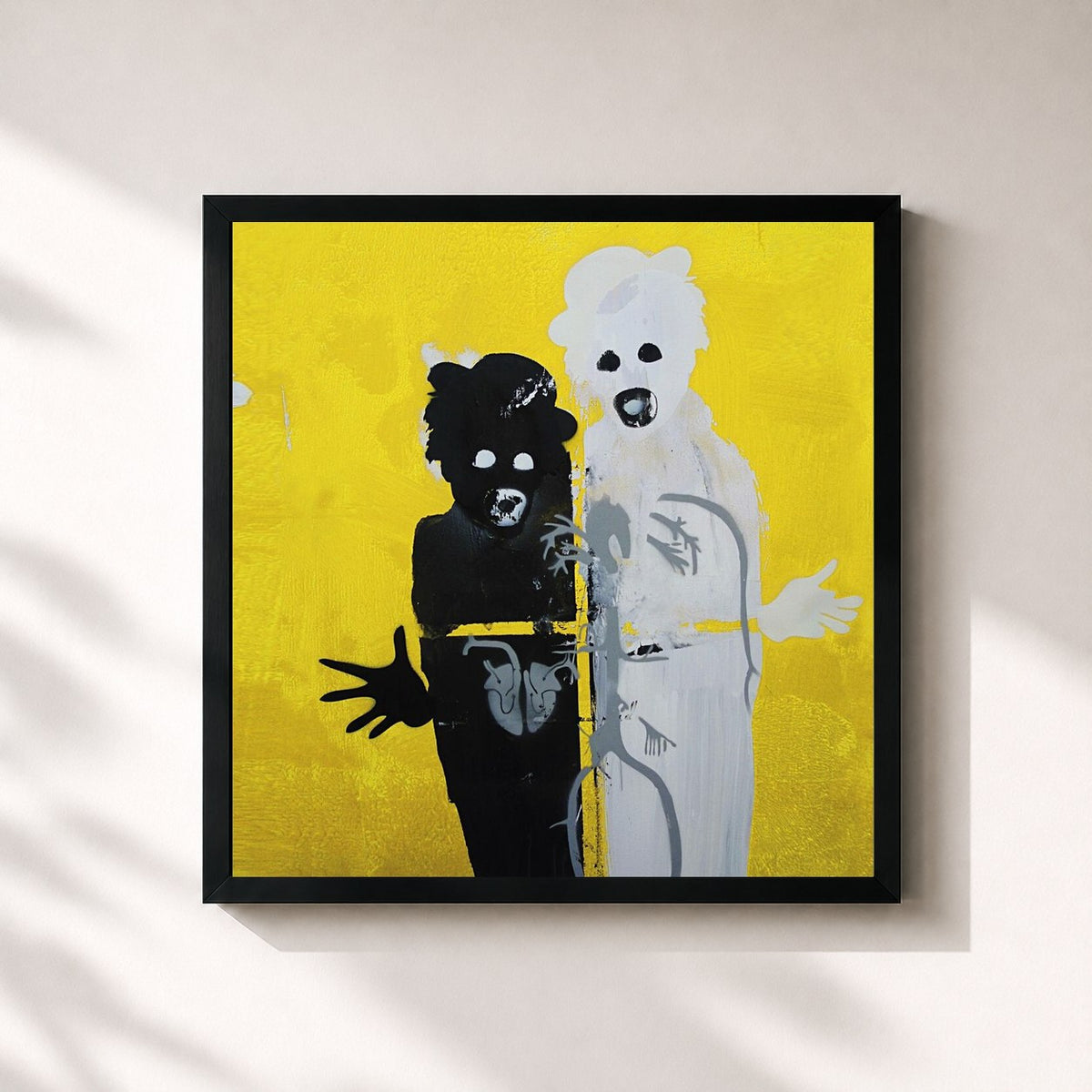 #noir Tableau carré de l'album Atlas Air EP de Massive Attack, cadre noir 32x32 cm