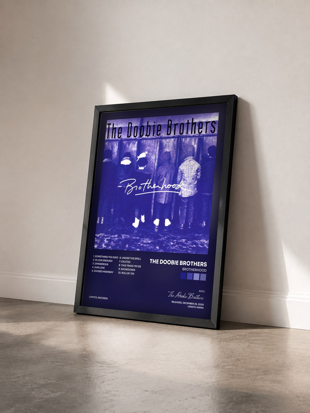 #noir Tableau de l'album Brotherhood de The Doobie Brothers vu de trois quarts, cadre noir