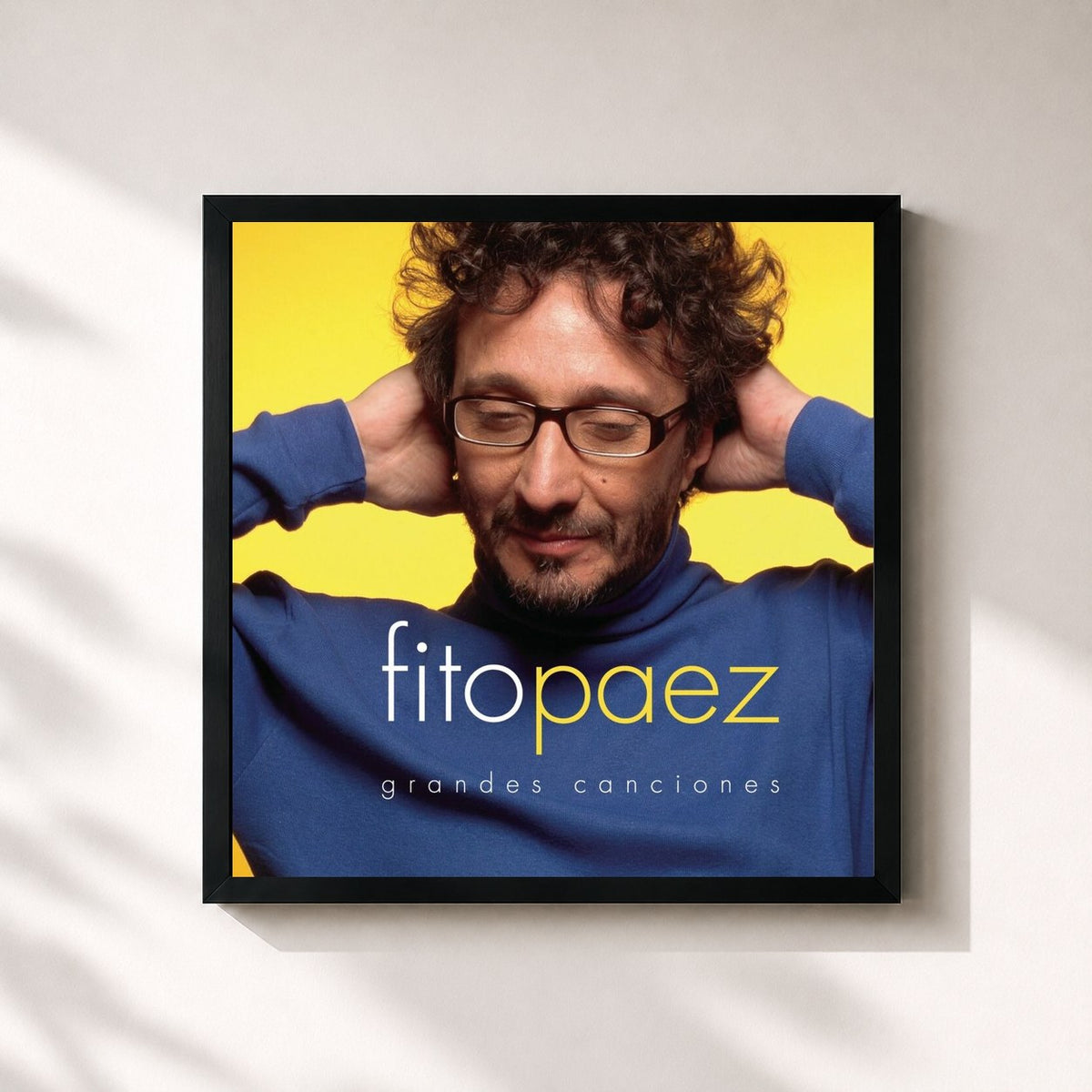 #noir Tableau carré de l'album Grandes Canciones de Fito Páez, cadre noir 32x32 cm