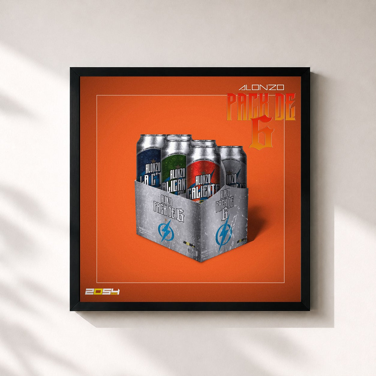 #noir Tableau carré de l'album Pack de 6 de Alonzo, cadre noir 32x32 cm