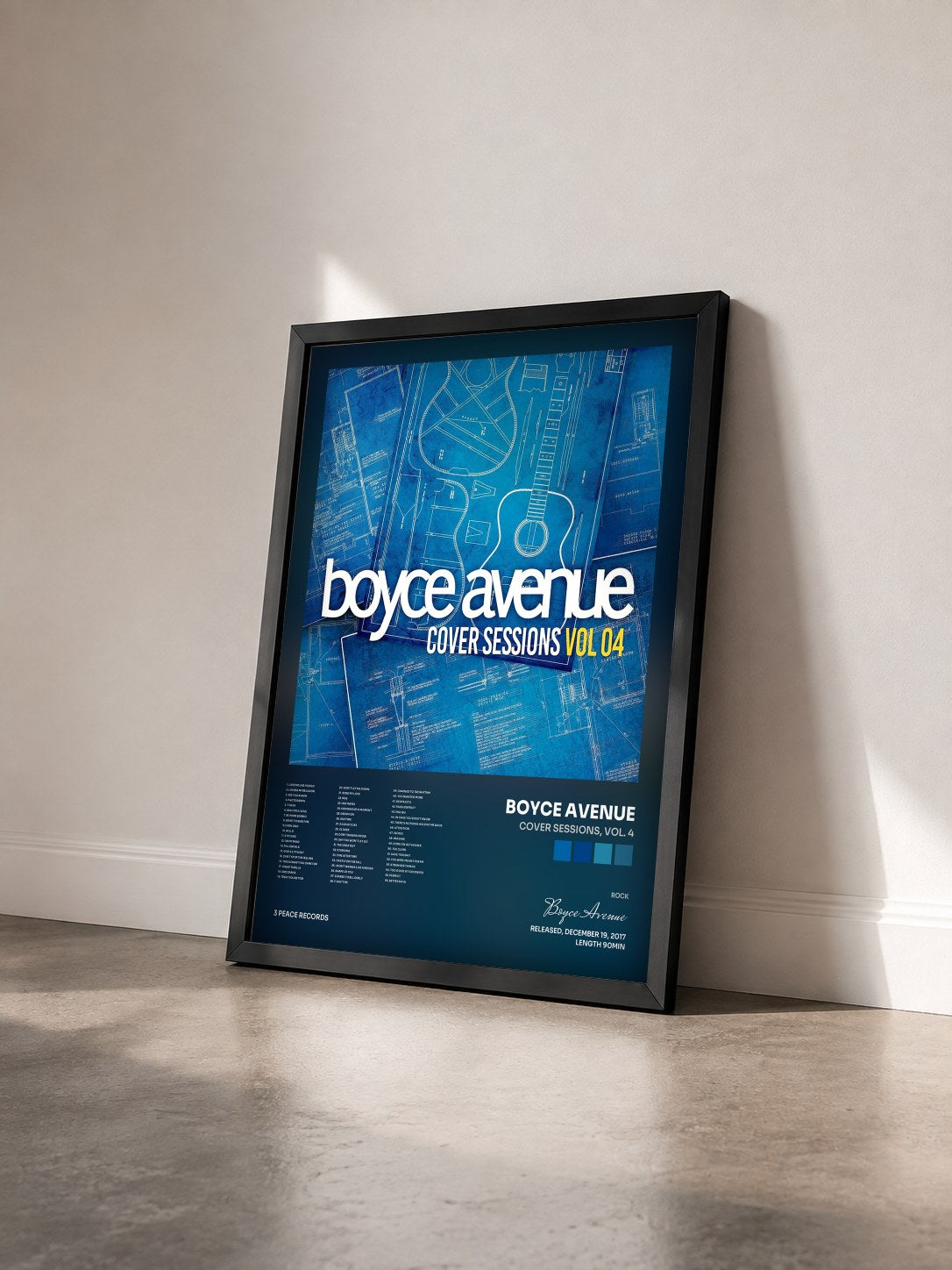 #noir Tableau de l'album Cover Sessions, Vol. 4 de Boyce Avenue vu de trois quarts, cadre noir