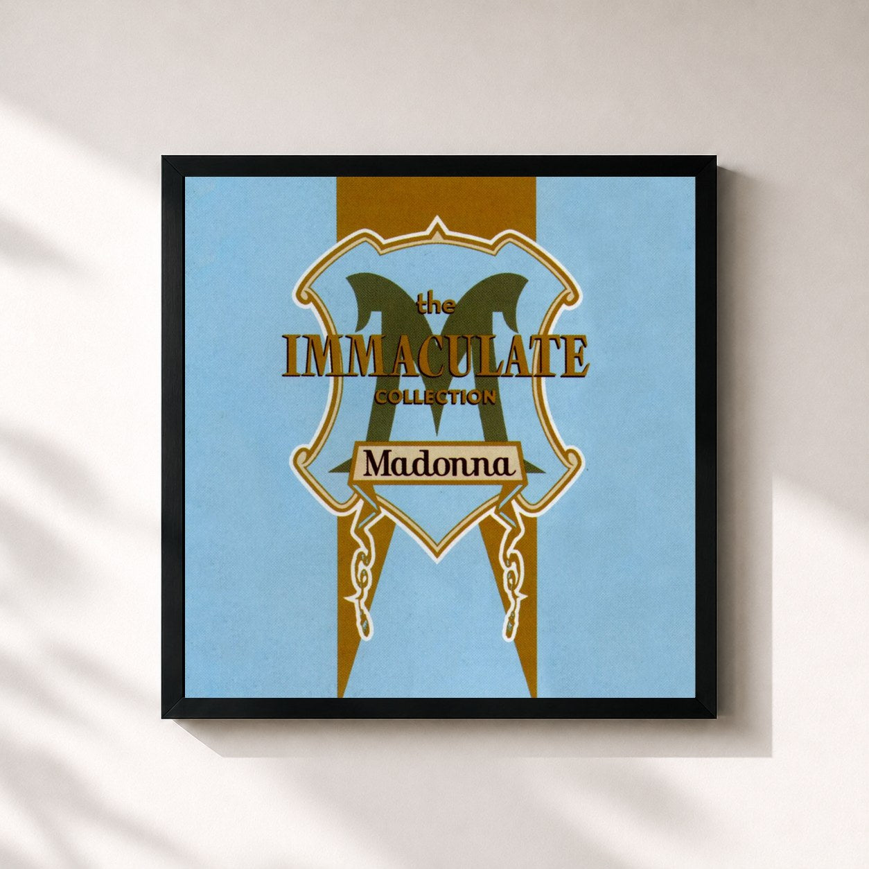 #noir Tableau carré de l'album The Immaculate Collection de Madonna, cadre noir 32x32 cm