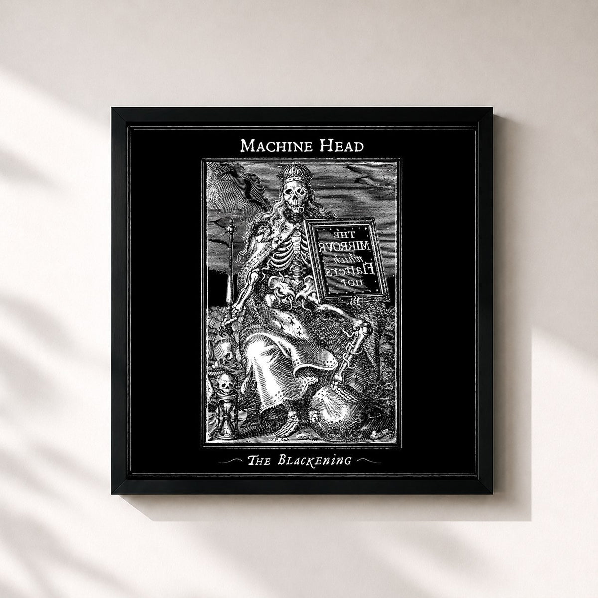 #noir Tableau carré de l'album The Blackening de Machine Head, cadre noir 32x32 cm
