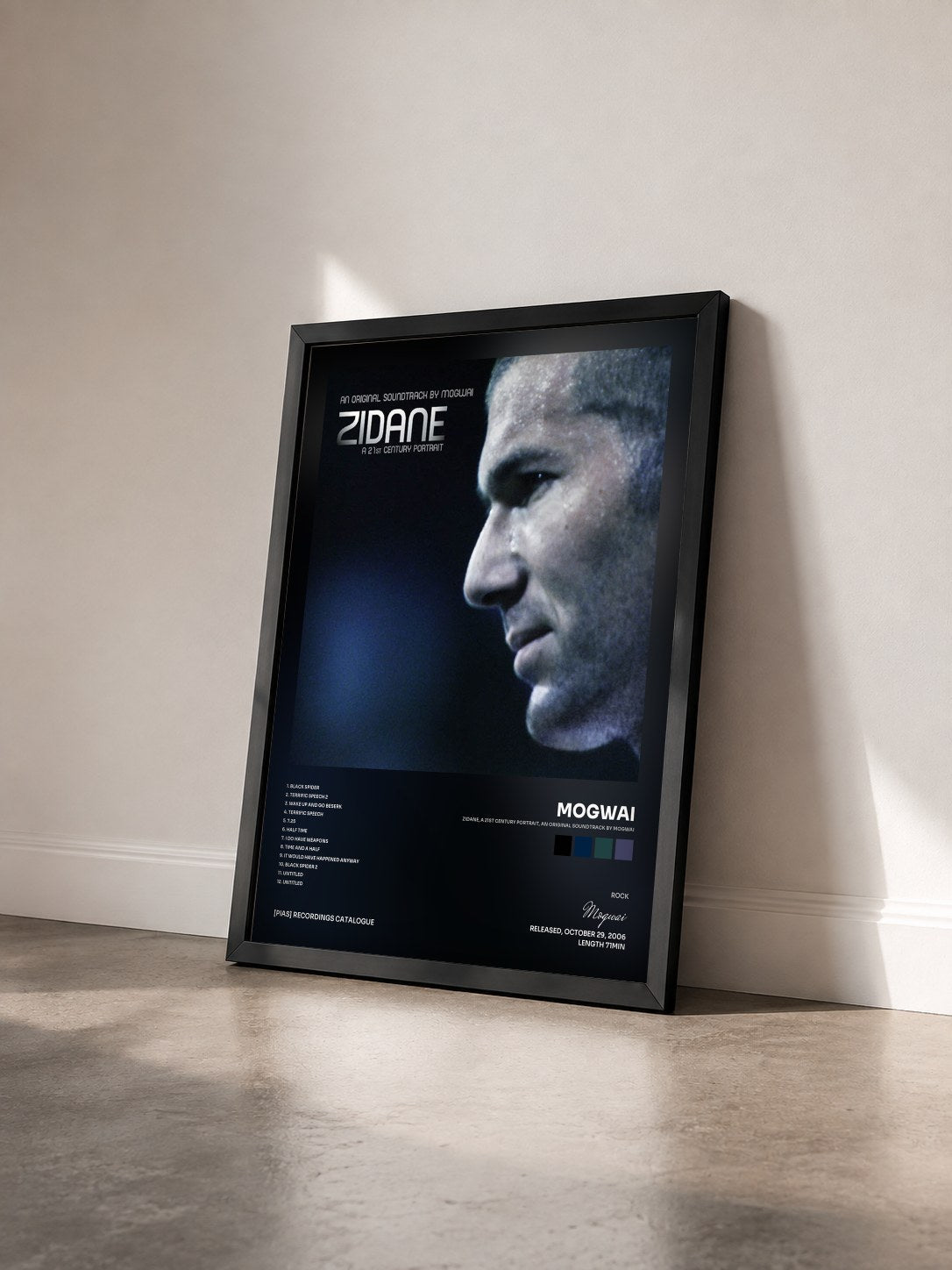#noir Tableau de l'album Zidane, a 21st Century Portrait, an Original Soundtrack by Mogwai de Mogwai vu de trois quarts, cadre noir