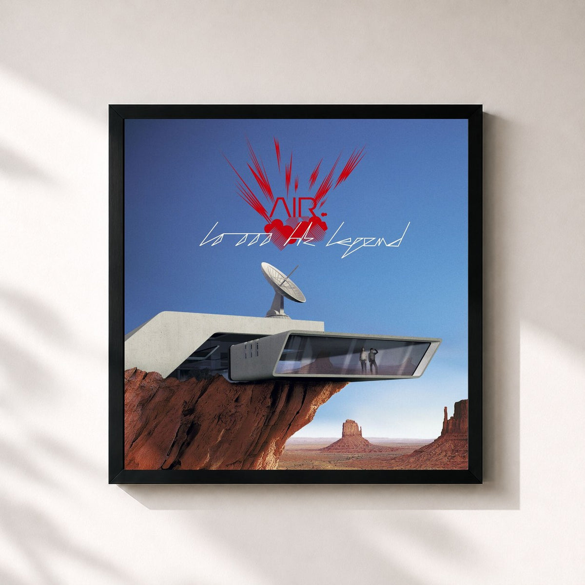 #noir Tableau carré de l'album 10 000 Hz Legend (2021 Remaster) de Air, cadre noir 32x32 cm