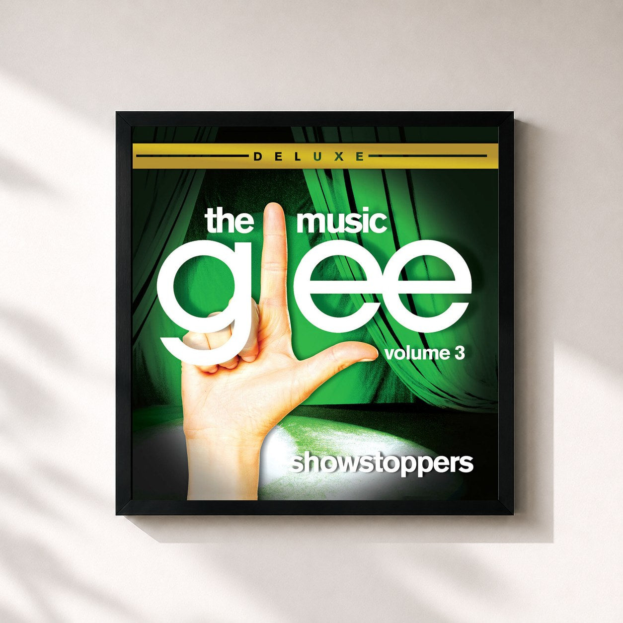 #noir Tableau carré de l'album Glee: The Music, Volume 3 Showstoppers de Glee Cast, cadre noir 32x32 cm