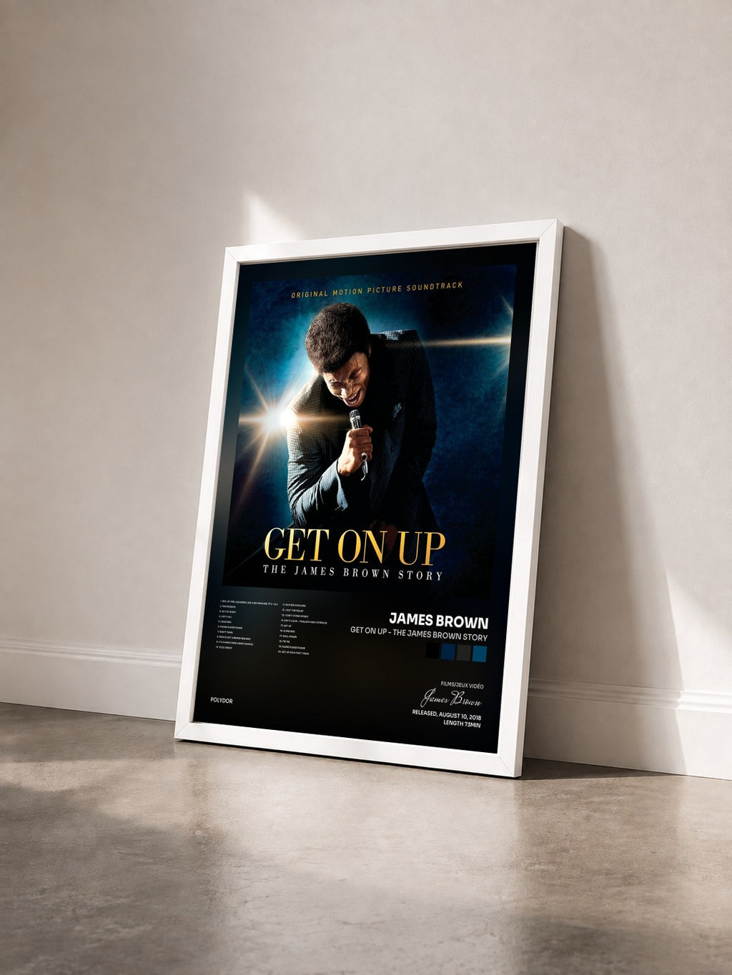 #blanc Get On Up - The James Brown Story by James Brown as a framed art print seen at an angle, white frame