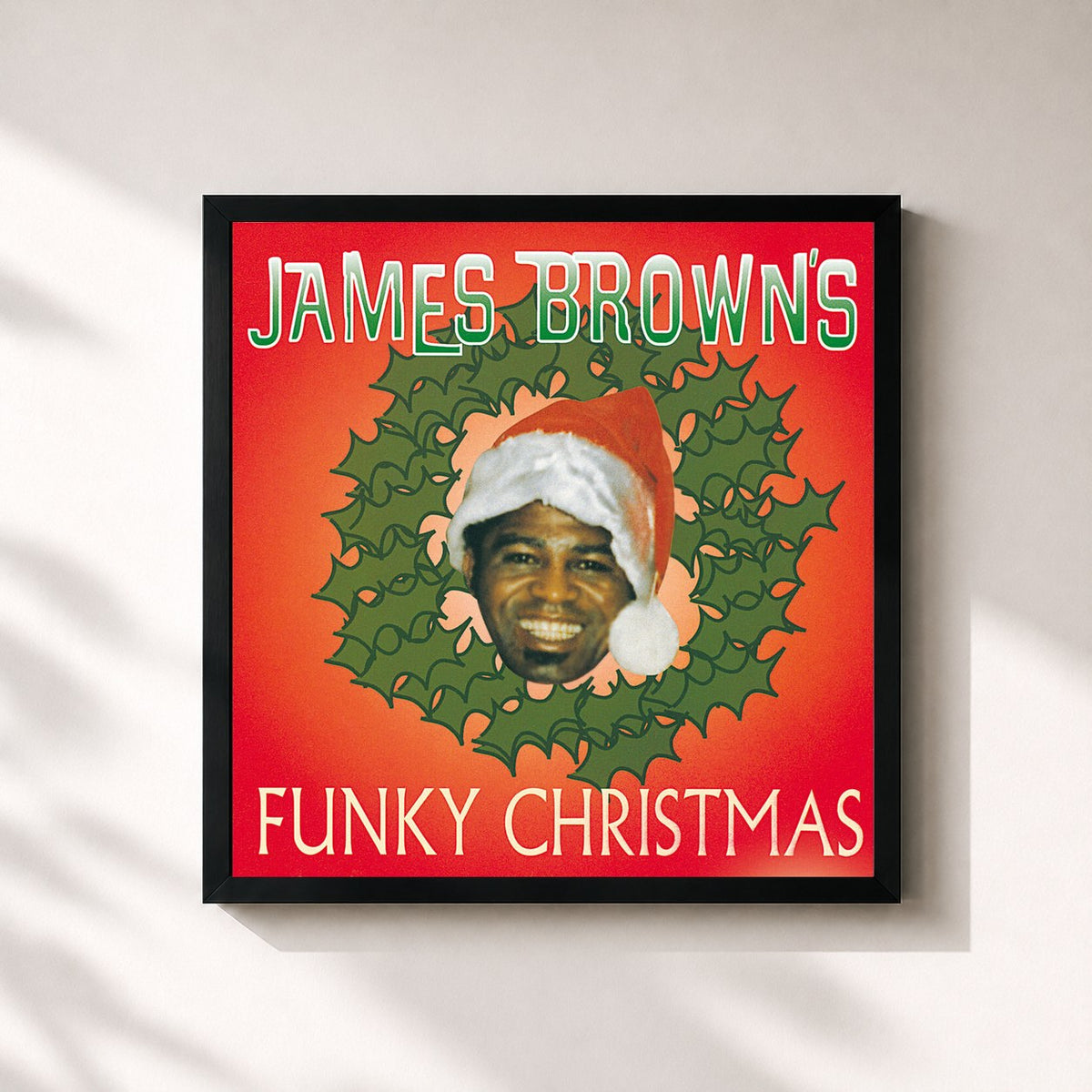#noir Tableau carré de l'album James Brown's Funky Christmas de James Brown, cadre noir 32x32 cm