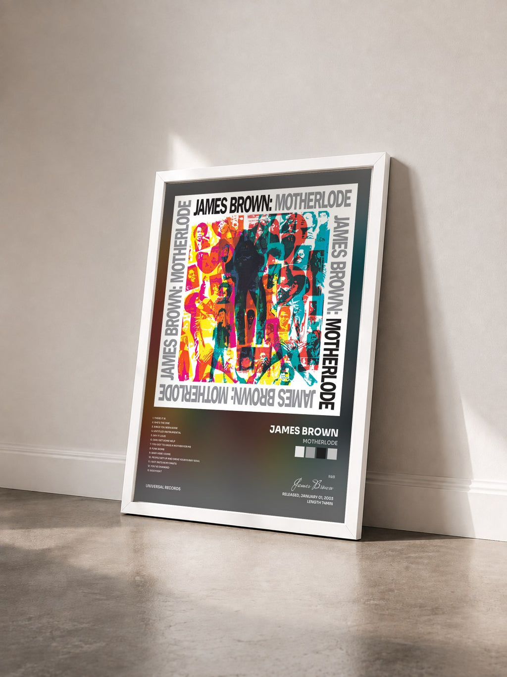 #blanc Motherlode by James Brown as a framed art print seen at an angle, white frame